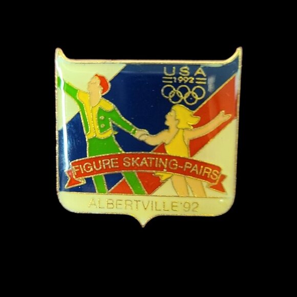 Mix Lot (8) USA 1992 Albertville Pins Lapel Hat‎ WINTER Olympics Pinback Vintage - Picture 6 of 13
